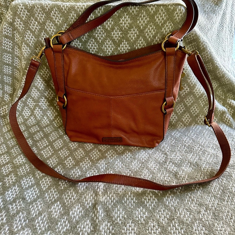 Fossil Rich Tan Leather Shoulder Bag